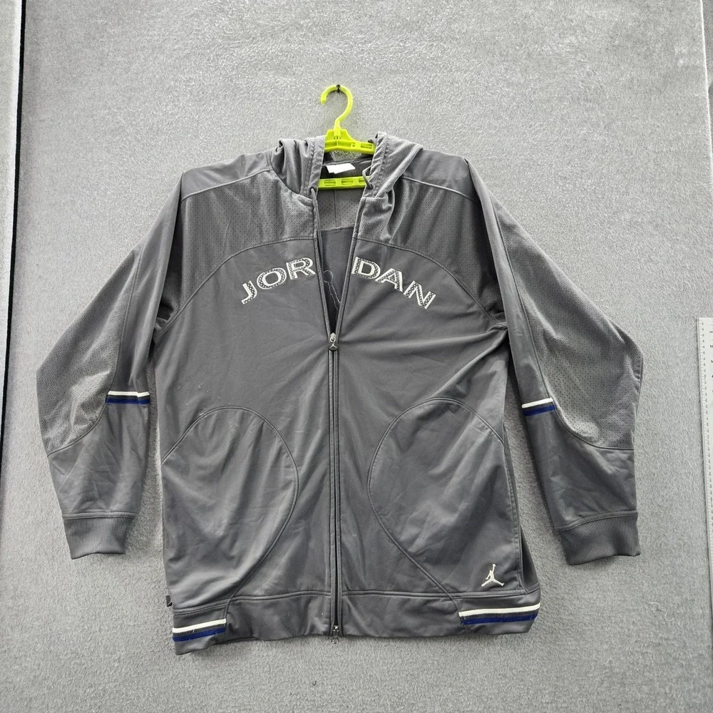 VINTAGE Jordan Men Jacket XL Gray Jumpman Embroidery Activewear Logo READ